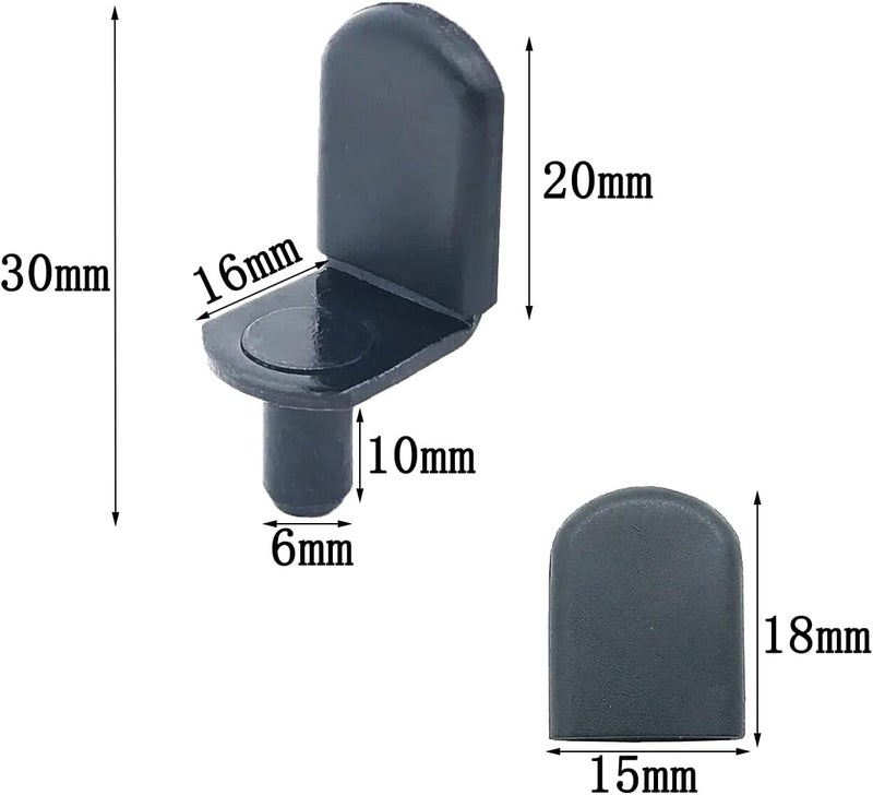 MYYZMY 80 Pcs L-Shaped Clips 1/4 Inch Shelf Support Pegs, Shelf pins with Rubber Sleeve for Shelf Bracket Pegs, Black - Image 2